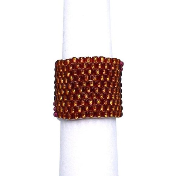 Bronze with White and Sky Blue Crystal Cellini Spiral Statement Ring Size 6 - Picture 4 of 6